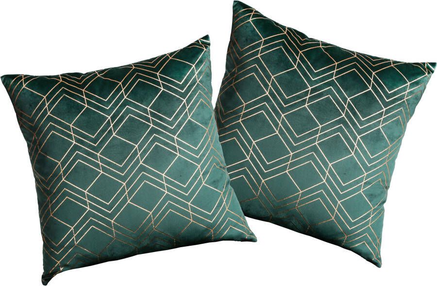 My home Sierkussen Velvet Foil Kussenovertrekken set van 2 40x40 cm zonder vulling (2 stuks) - Foto 2