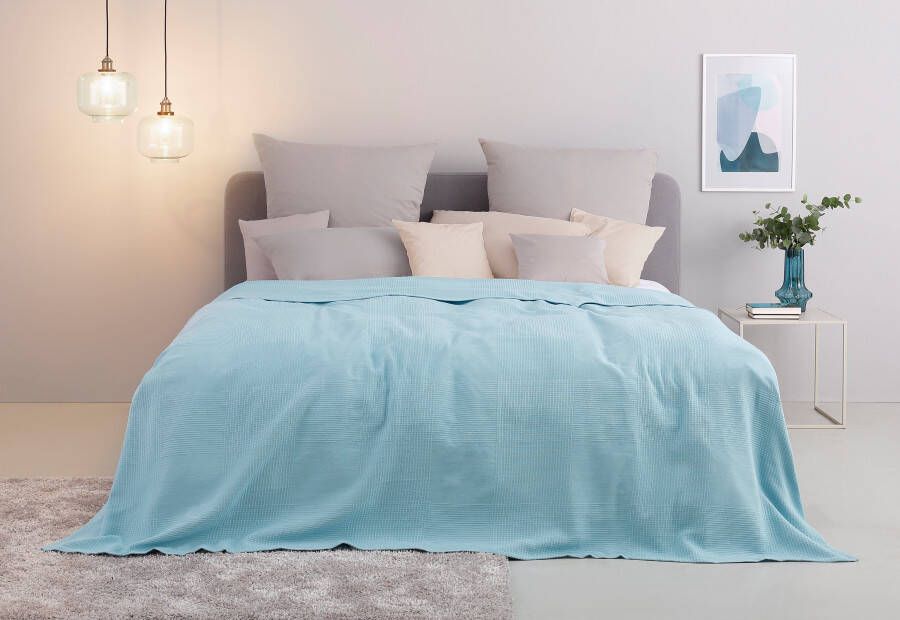 My home Sprei Mira lichte sprei van 100% katoen uni foulard zonder vulling