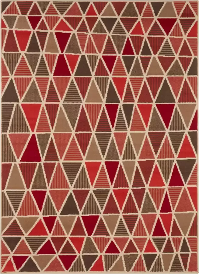 Tapeso Vloerkleed triangle design rood 120x160 cm - Foto 1