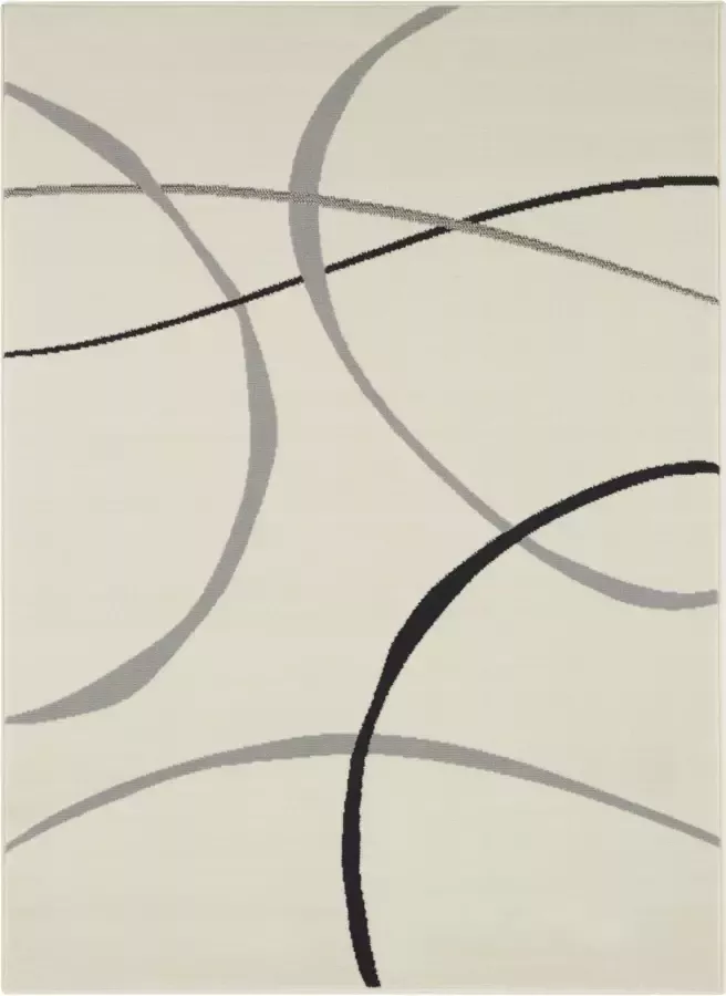 Tapeso Vloerkleed retro Abstract Circles crème 120x160 cm
