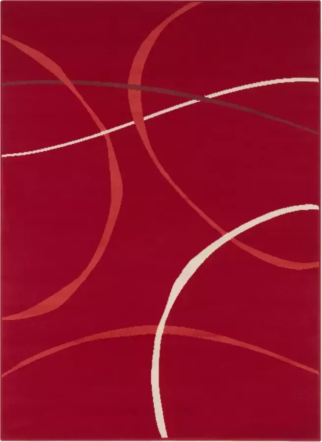 Tapeso Vloerkleed retro Abstract Circles rood 120x160 cm - Foto 1