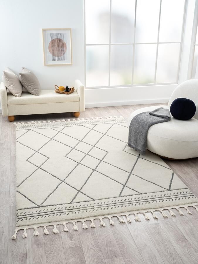 Myflair Möbel & Accessoires Hoogpolig vloerkleed Marokkaans Design MAGAZIJNOPRUIMING! modern marokkaans ontwerp ruitenpatroon zacht met franjes - Foto 8