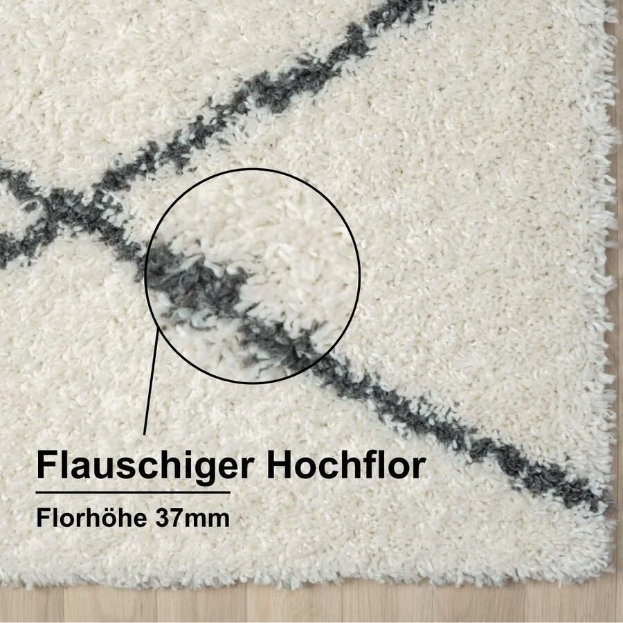 Myflair Möbel & Accessoires Hoogpolig vloerkleed My Shaggy Raute Shaggy Scandi ruiten ontwerp licht glanzend extra fluffy - Foto 2
