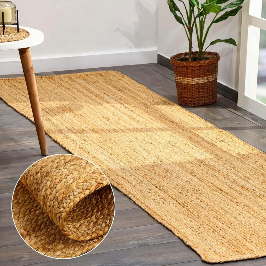 Myflair Möbel & Accessoires Vloerkleed Lola Jute tapijt omkeerbaar tapijt handgeweven 100% natuurlijke vezel Boho-stijl