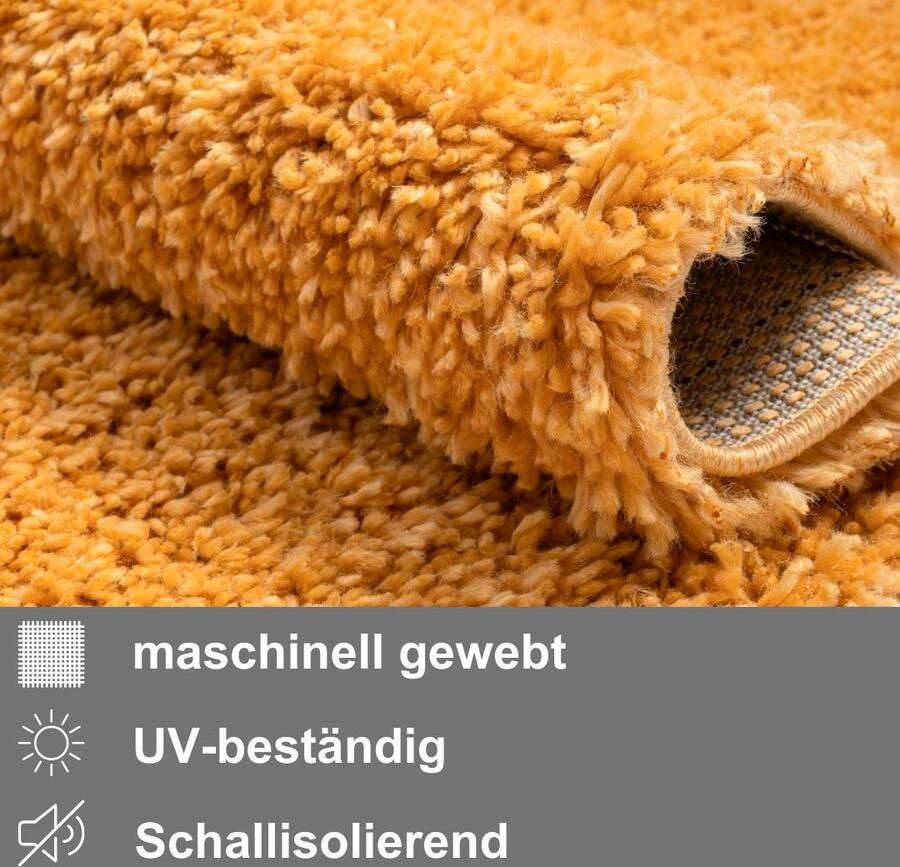 Myflair Möbel & Accessoires Set slaapkamerkleedjes met hoge pool My Shaggy uni-kleuren licht glanzend extra fluffy loper-set - Foto 3