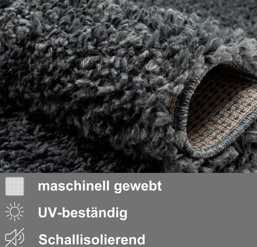 Myflair Möbel & Accessoires Set slaapkamerkleedjes met hoge pool My Shaggy uni-kleuren licht glanzend extra fluffy loper-set - Foto 3