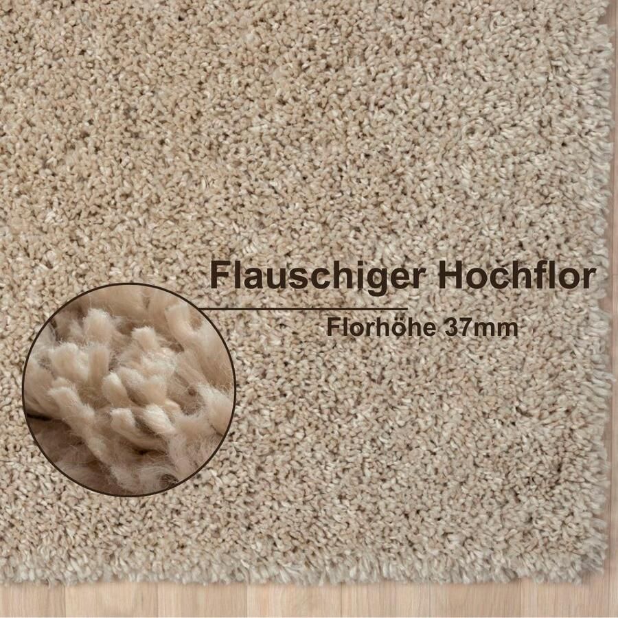 Myflair Möbel & Accessoires Set slaapkamerkleedjes met hoge pool My Shaggy uni-kleuren licht glanzend extra fluffy loper-set