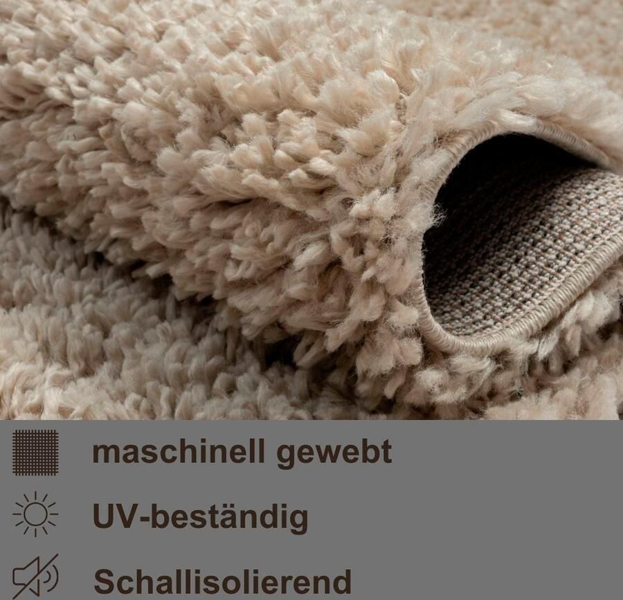 Myflair Möbel & Accessoires Set slaapkamerkleedjes met hoge pool My Shaggy uni-kleuren licht glanzend extra fluffy loper-set - Foto 3