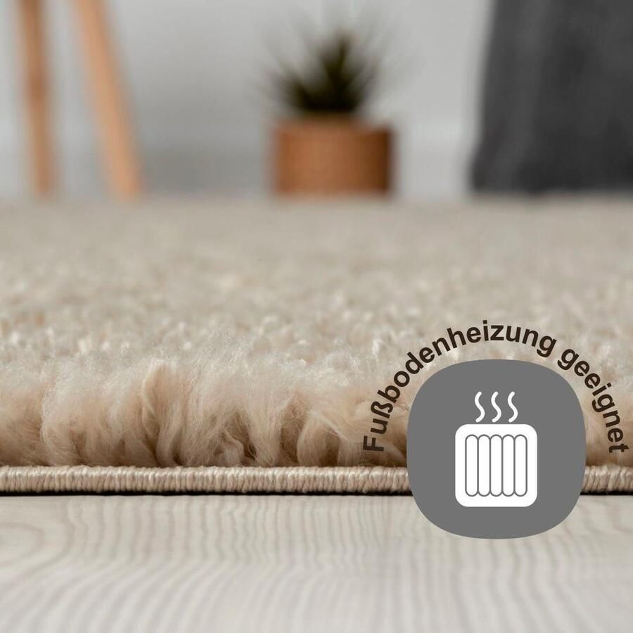 Myflair Möbel & Accessoires Set slaapkamerkleedjes met hoge pool My Shaggy uni-kleuren licht glanzend extra fluffy loper-set - Foto 2