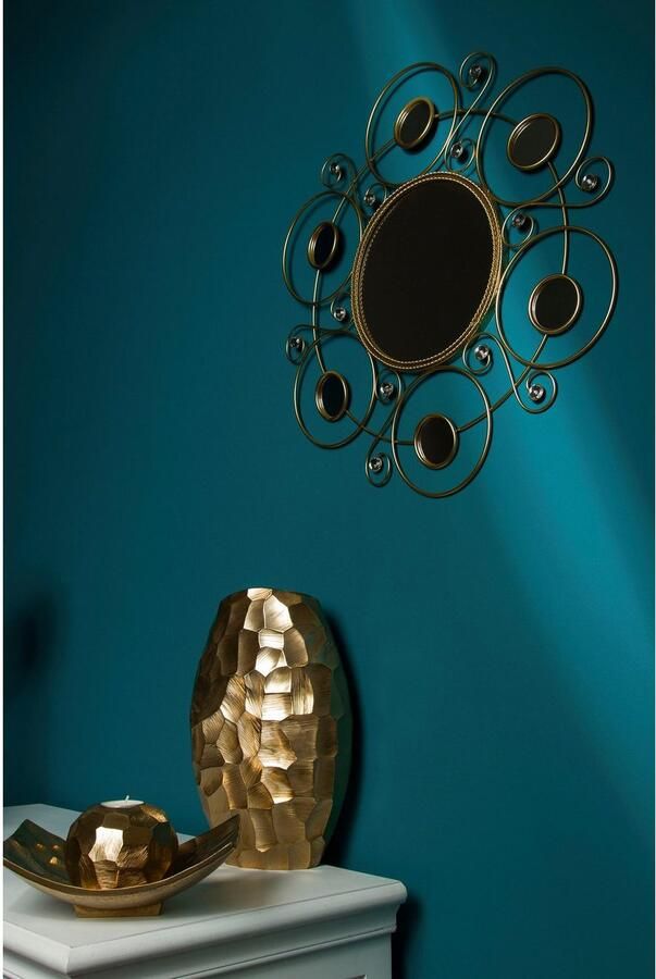 Myflair Möbel & Accessoires Sierspiegel Helios gold Wandspiegel landhuis rond frame van metaal met siersteentjes (1 stuk) - Foto 3