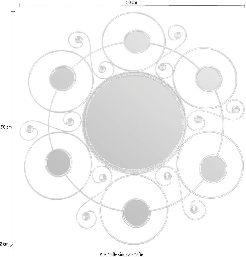 Myflair Möbel & Accessoires Sierspiegel Helios gold Wandspiegel landhuis rond frame van metaal met siersteentjes (1 stuk)