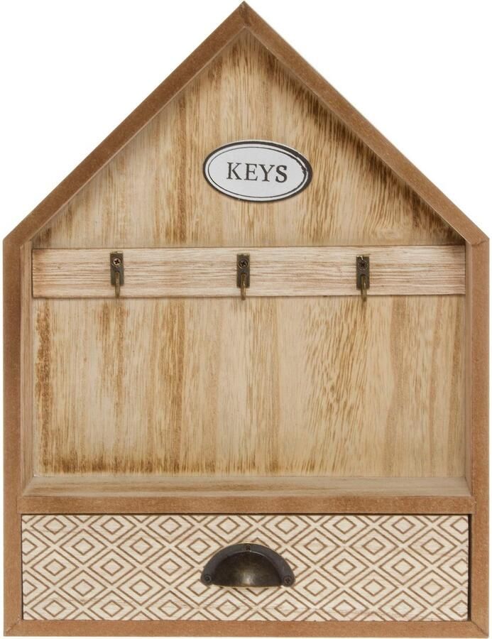 Myflair Möbel & Accessoires Sleutelkastje Sylke Sleutelbord huisvorm met 3 haken & lade