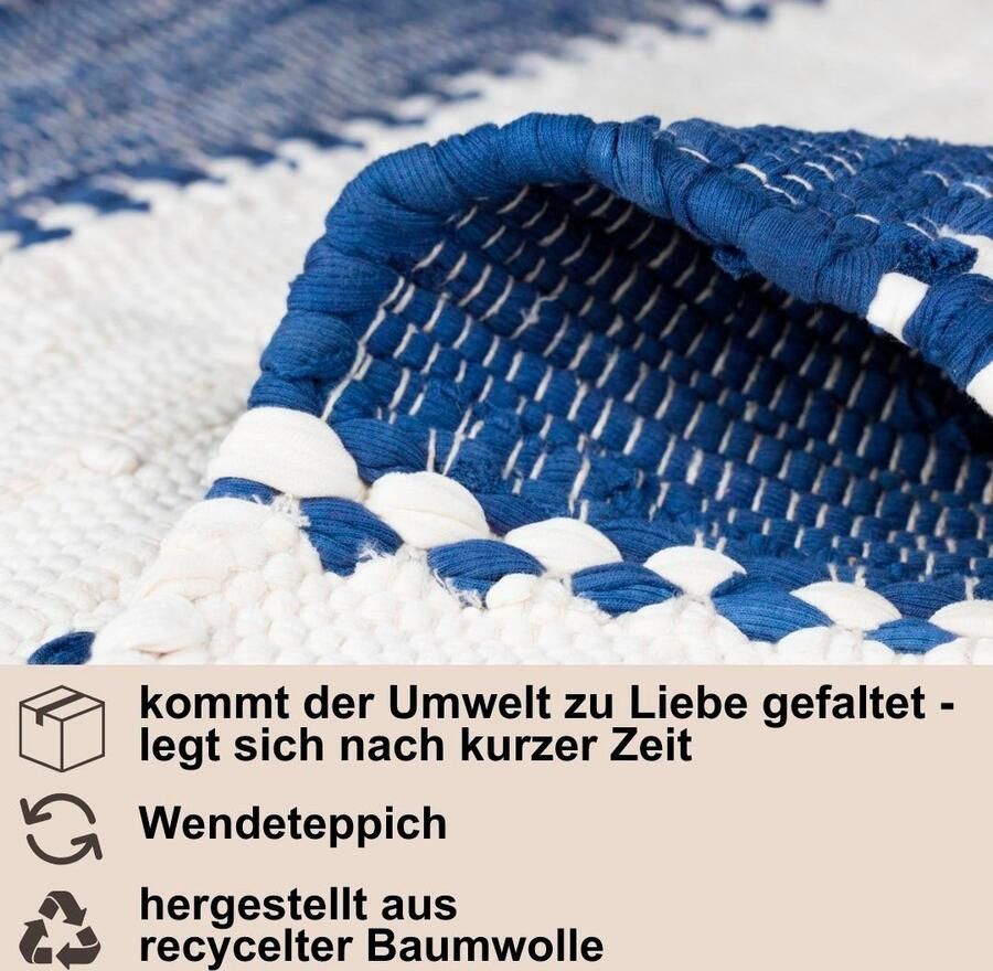 Myflair Möbel & Accessoires Vloerkleed Karim Handgeweven tapijt gestreept 90% katoen handgeweven met franjes