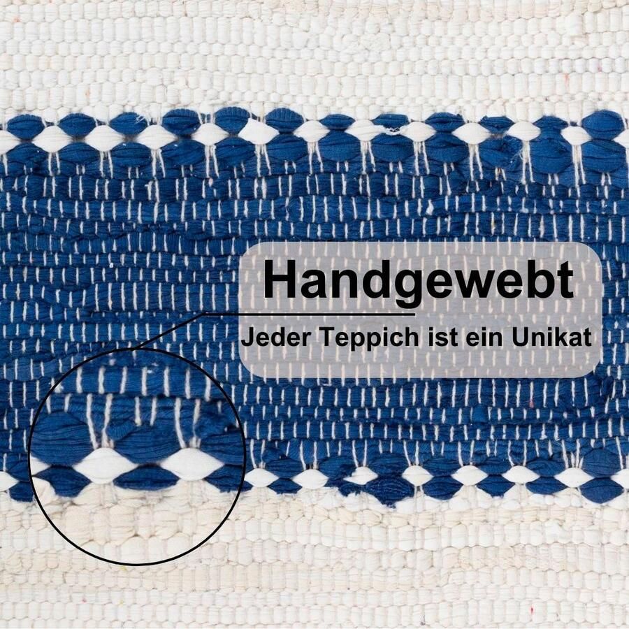 Myflair Möbel & Accessoires Vloerkleed Karim Handgeweven tapijt gestreept 90% katoen handgeweven met franjes