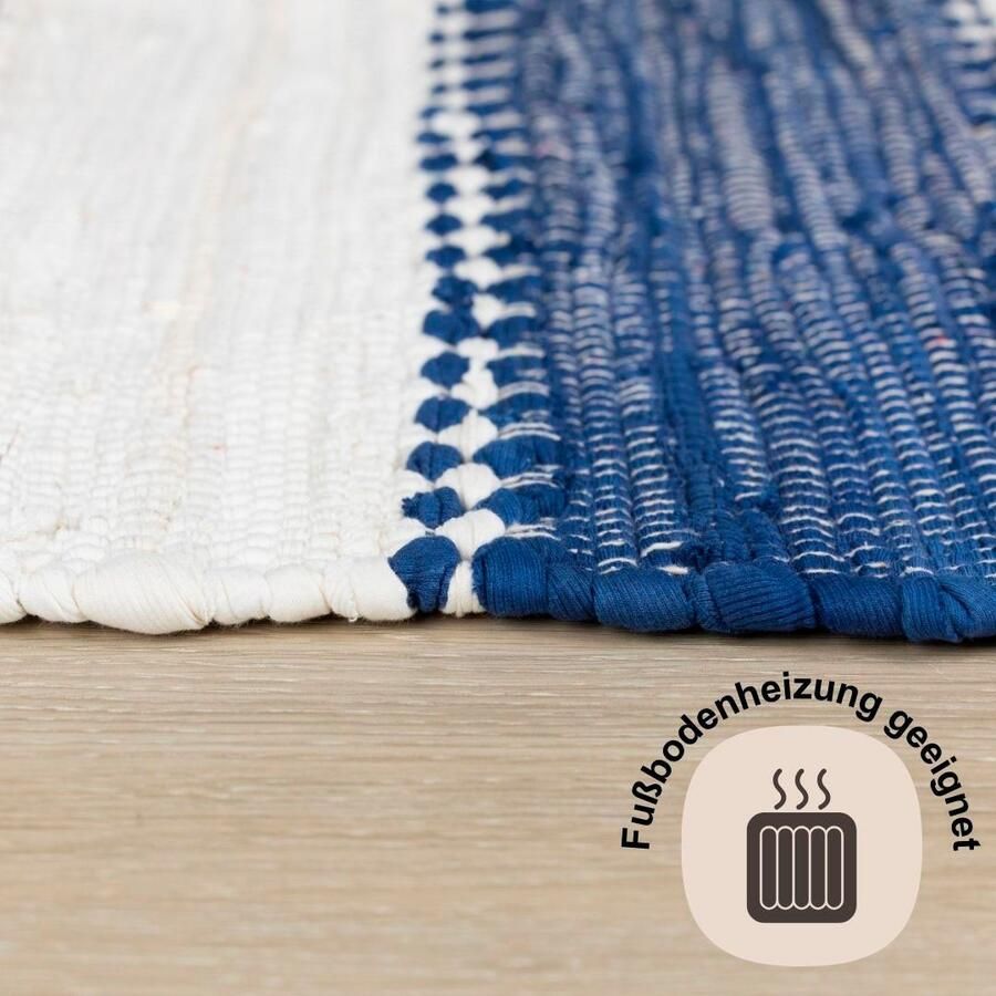 Myflair Möbel & Accessoires Vloerkleed Karim Handgeweven tapijt gestreept 90% katoen handgeweven met franjes - Foto 3