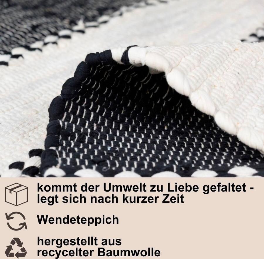 Myflair Möbel & Accessoires Vloerkleed Karim Handgeweven tapijt gestreept 90% katoen handgeweven met franjes