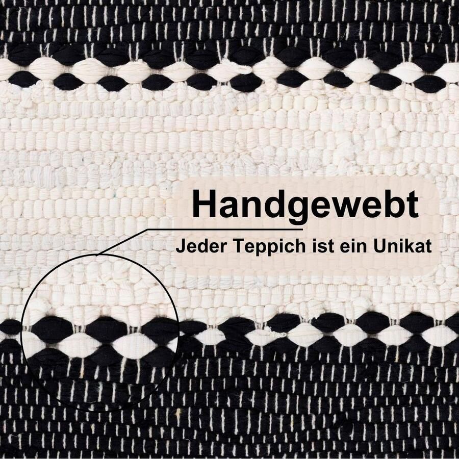 Myflair Möbel & Accessoires Vloerkleed Karim Handgeweven tapijt gestreept 90% katoen handgeweven met franjes