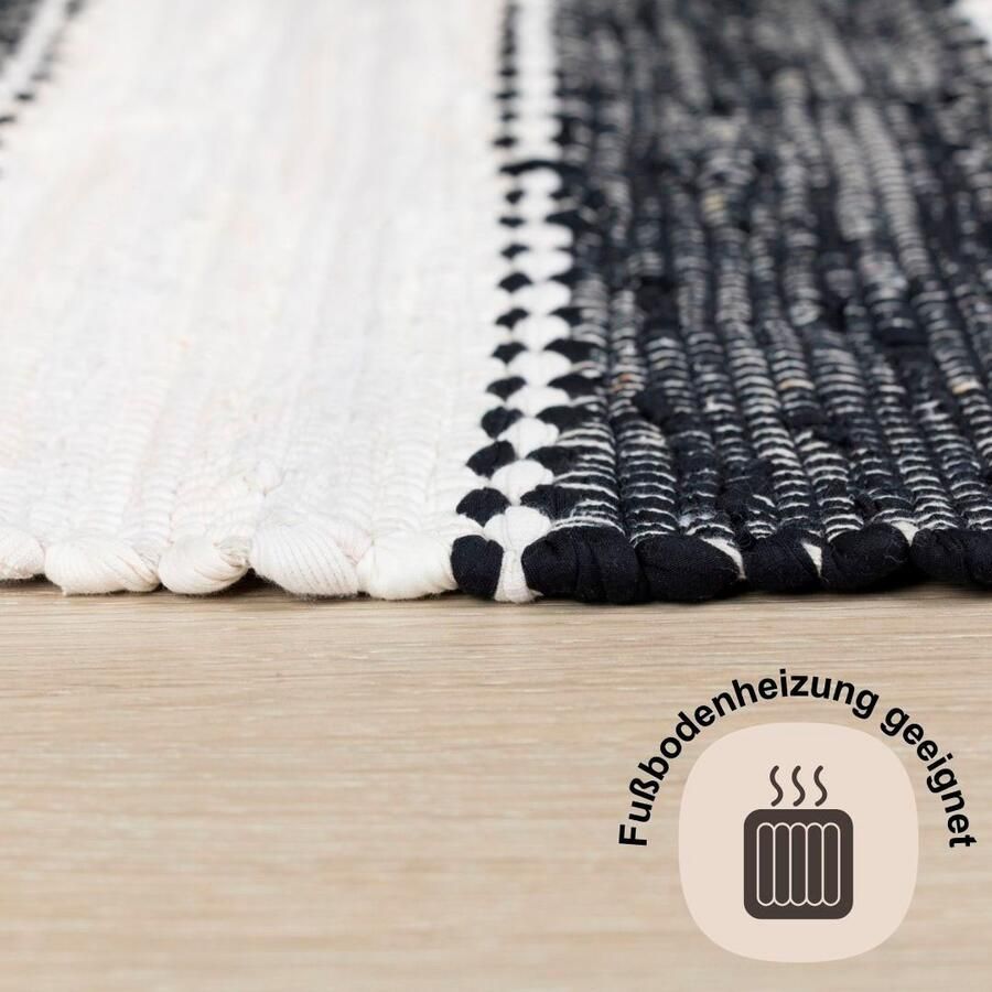 Myflair Möbel & Accessoires Vloerkleed Karim Handgeweven tapijt gestreept 90% katoen handgeweven met franjes - Foto 2