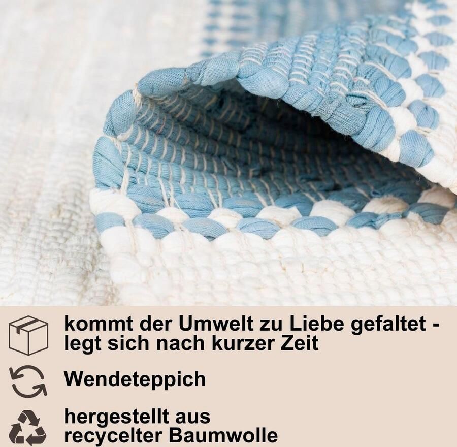 Myflair Möbel & Accessoires Vloerkleed Karim Handgeweven tapijt gestreept 90% katoen handgeweven met franjes
