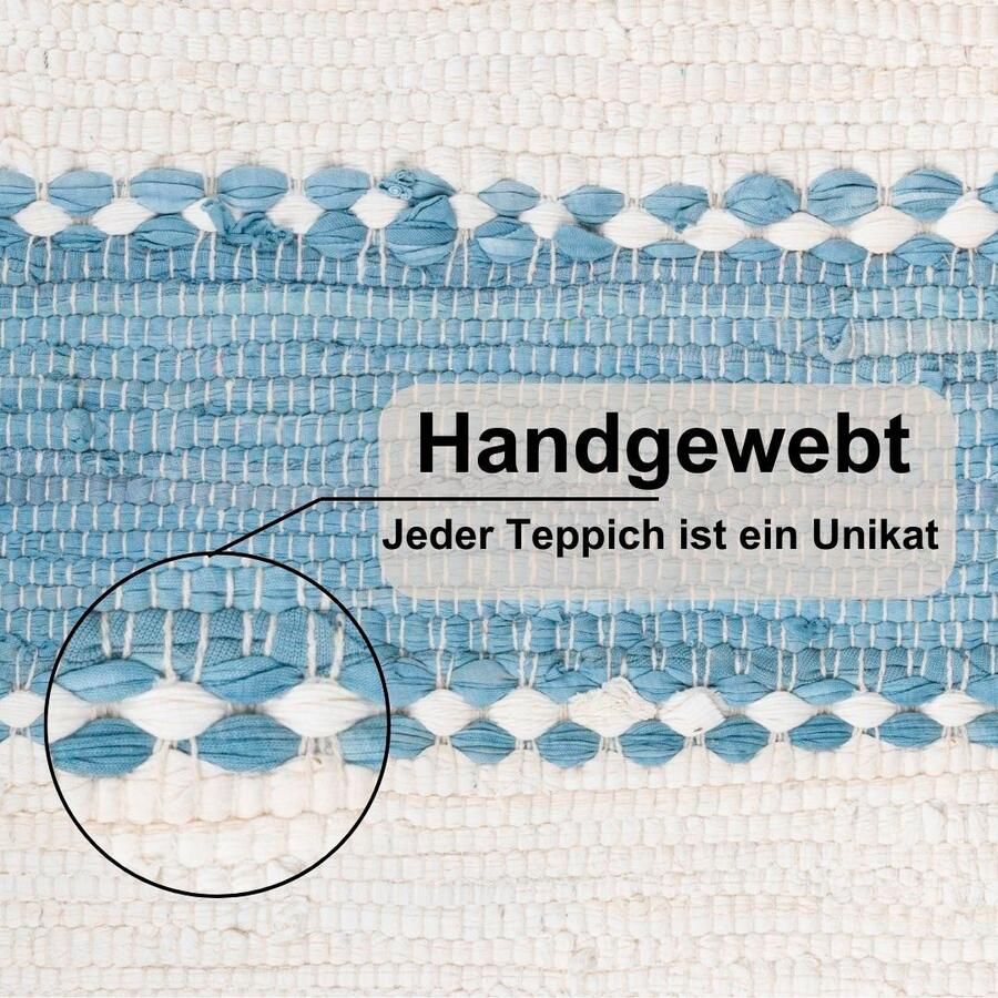 Myflair Möbel & Accessoires Vloerkleed Karim Handgeweven tapijt gestreept 90% katoen handgeweven met franjes