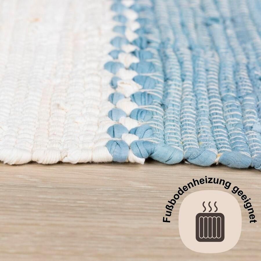 Myflair Möbel & Accessoires Vloerkleed Karim Handgeweven tapijt gestreept 90% katoen handgeweven met franjes - Foto 3