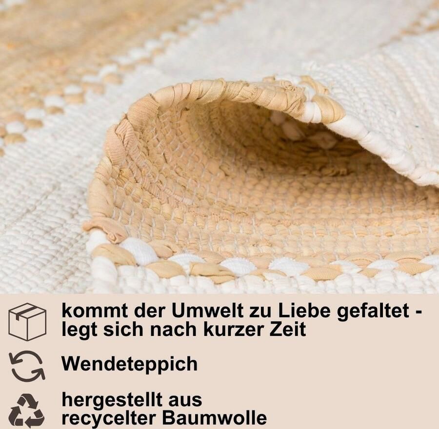 Myflair Möbel & Accessoires Vloerkleed Karim Handgeweven tapijt gestreept 90% katoen handgeweven met franjes - Foto 7
