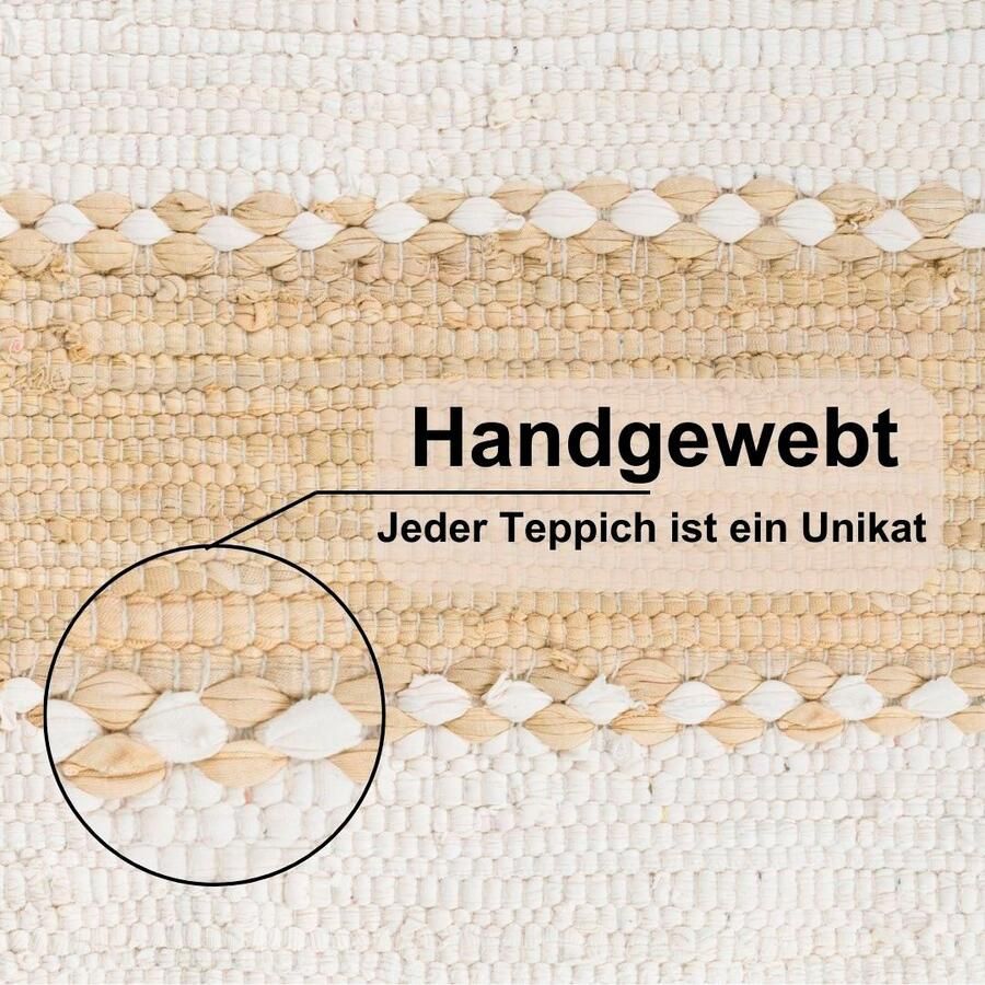 Myflair Möbel & Accessoires Vloerkleed Karim Handgeweven tapijt gestreept 90% katoen handgeweven met franjes - Foto 1
