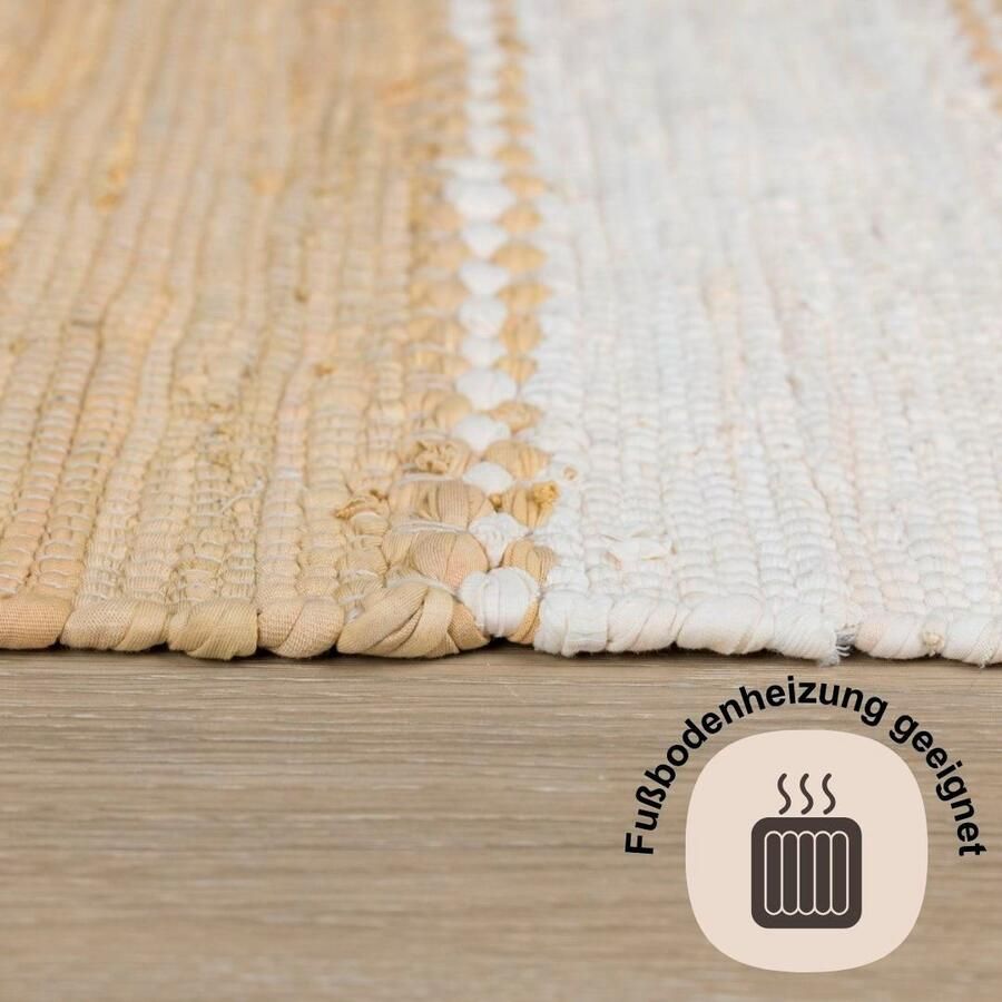 Myflair Möbel & Accessoires Vloerkleed Karim Handgeweven tapijt gestreept 90% katoen handgeweven met franjes - Foto 2