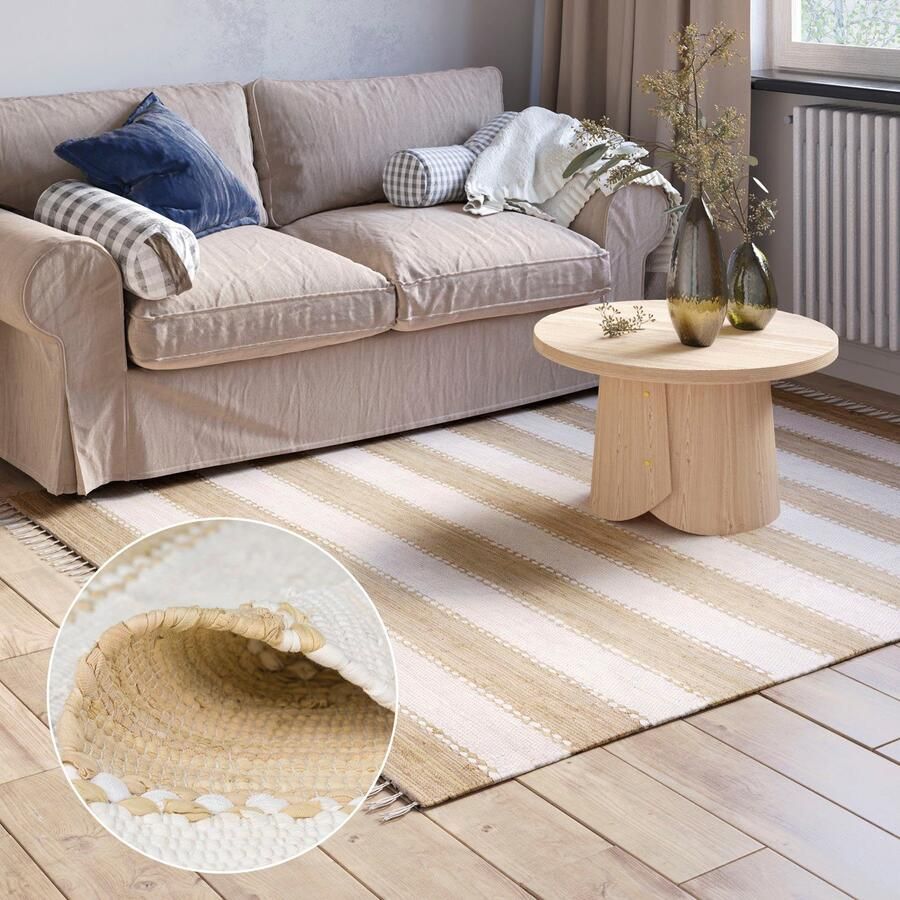 Myflair Möbel & Accessoires Vloerkleed Karim Handgeweven tapijt gestreept 90% katoen handgeweven met franjes - Foto 3