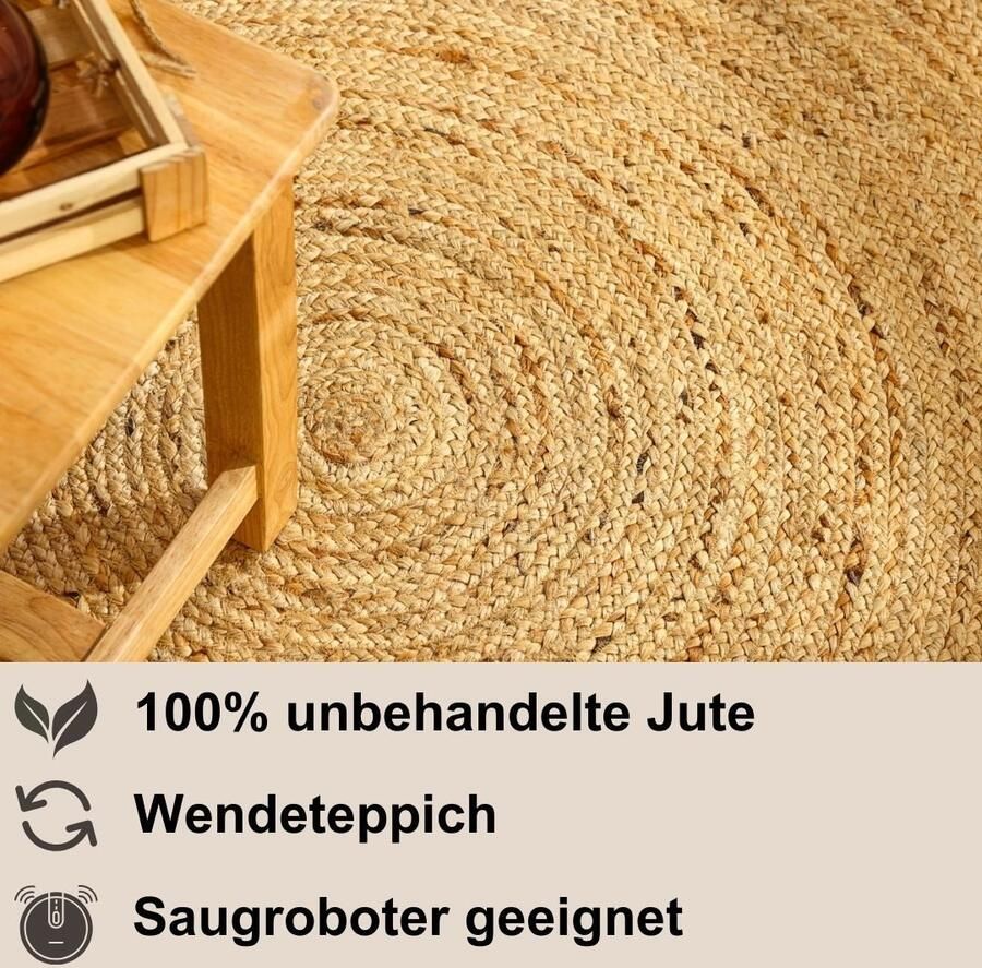 Myflair Möbel & Accessoires Vloerkleed Lola Jute tapijt omkeerbaar tapijt handgeweven 100% natuurlijke vezel Boho-stijl - Foto 9