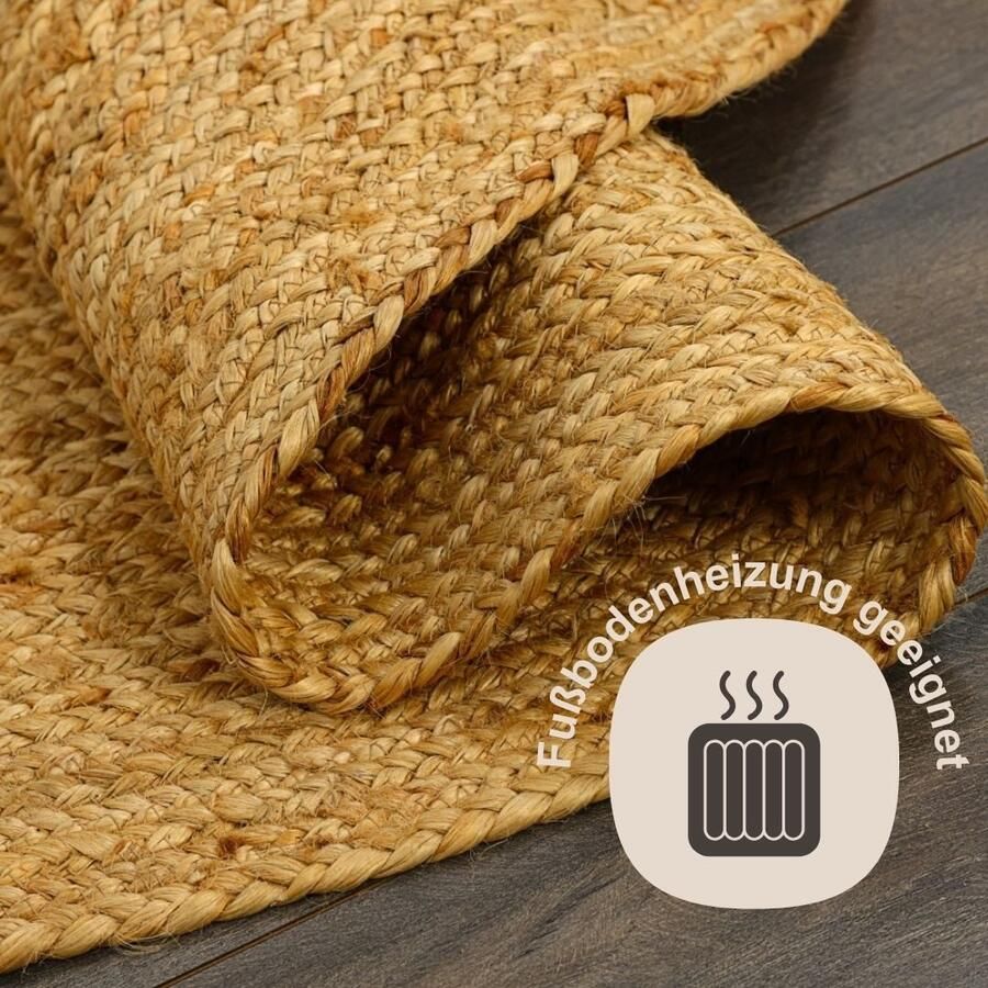 Myflair Möbel & Accessoires Vloerkleed Lola Jute tapijt omkeerbaar tapijt handgeweven 100% natuurlijke vezel Boho-stijl