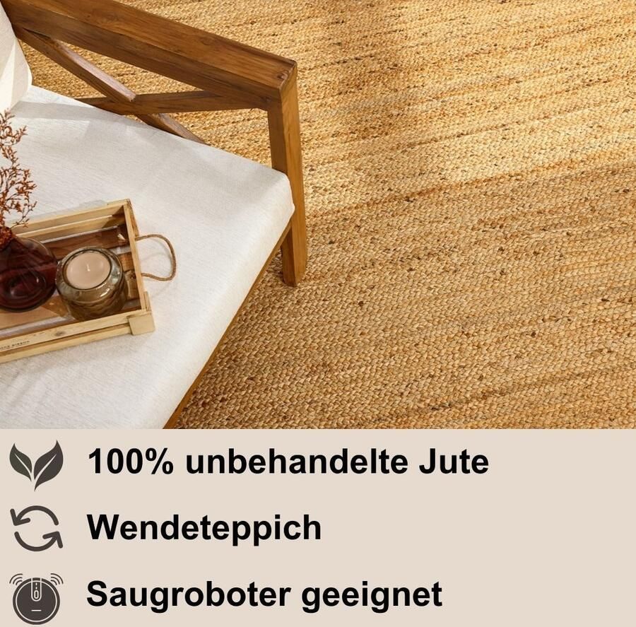 Myflair Möbel & Accessoires Vloerkleed Lola Jute tapijt omkeerbaar tapijt handgeweven 100% natuurlijke vezel Boho-stijl - Foto 7