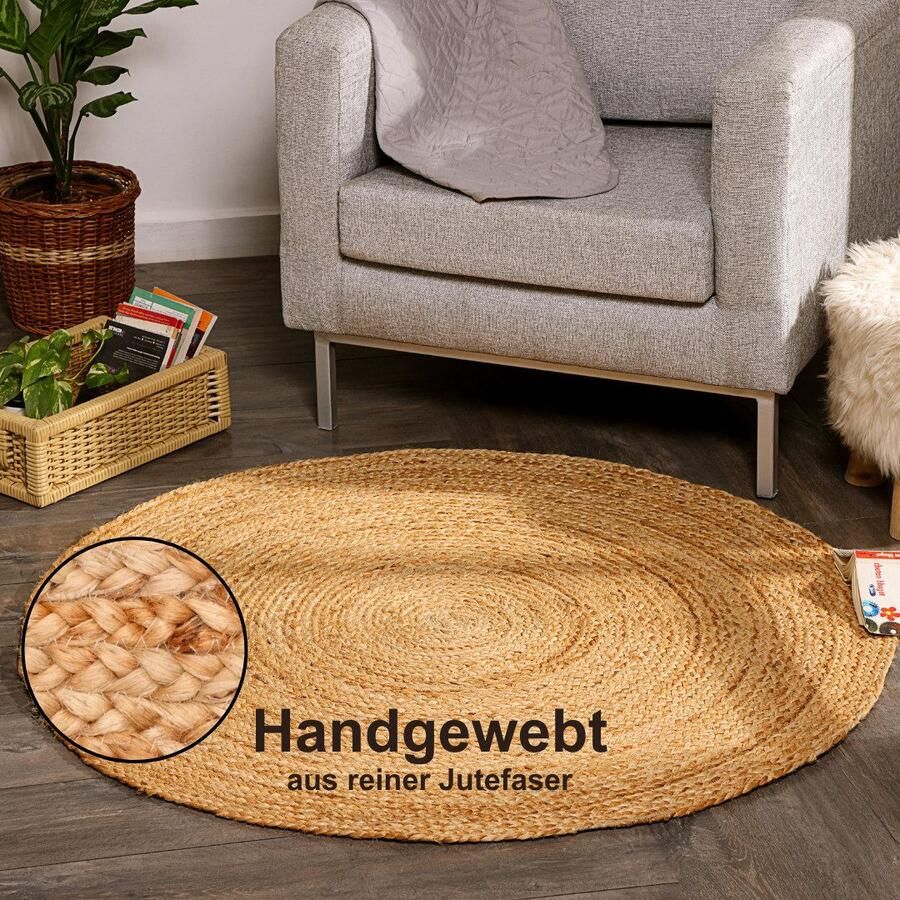 Myflair Möbel & Accessoires Vloerkleed Lola Jute tapijt omkeerbaar tapijt handgeweven 100% natuurlijke vezel Boho-stijl - Foto 3