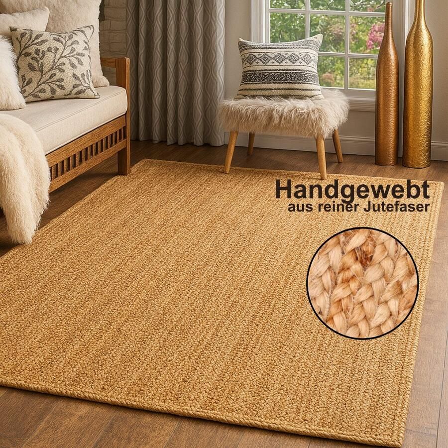 Myflair Möbel & Accessoires Vloerkleed Lola Jute tapijt omkeerbaar tapijt handgeweven 100% natuurlijke vezel Boho-stijl - Foto 2