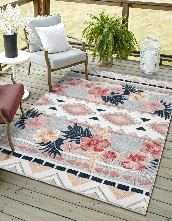 Myflair Möbel & Accessoires Vloerkleed Lotus MAGAZIJNOPRUIMING! bloemig ontwerp bloemenmotief geschikt voor buiten balkon terras