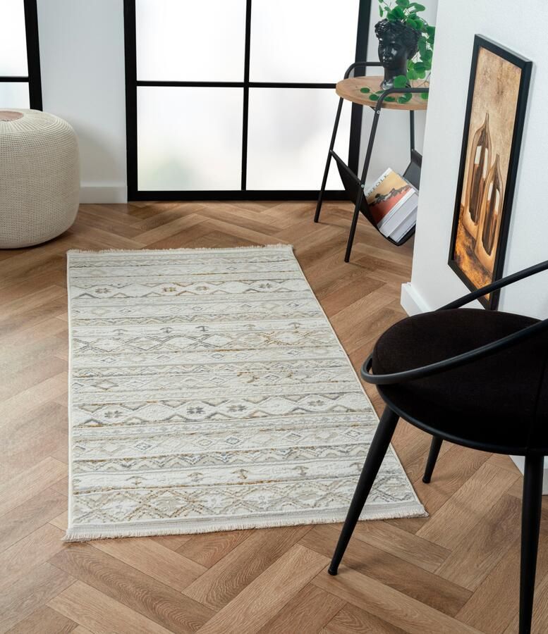Myflair Möbel & Accessoires Vloerkleed Mijn Nomady MAGAZIJNOPRUIMING! Kortpolig Scandi-ontwerp bijzonder zacht door microvezel met franjes