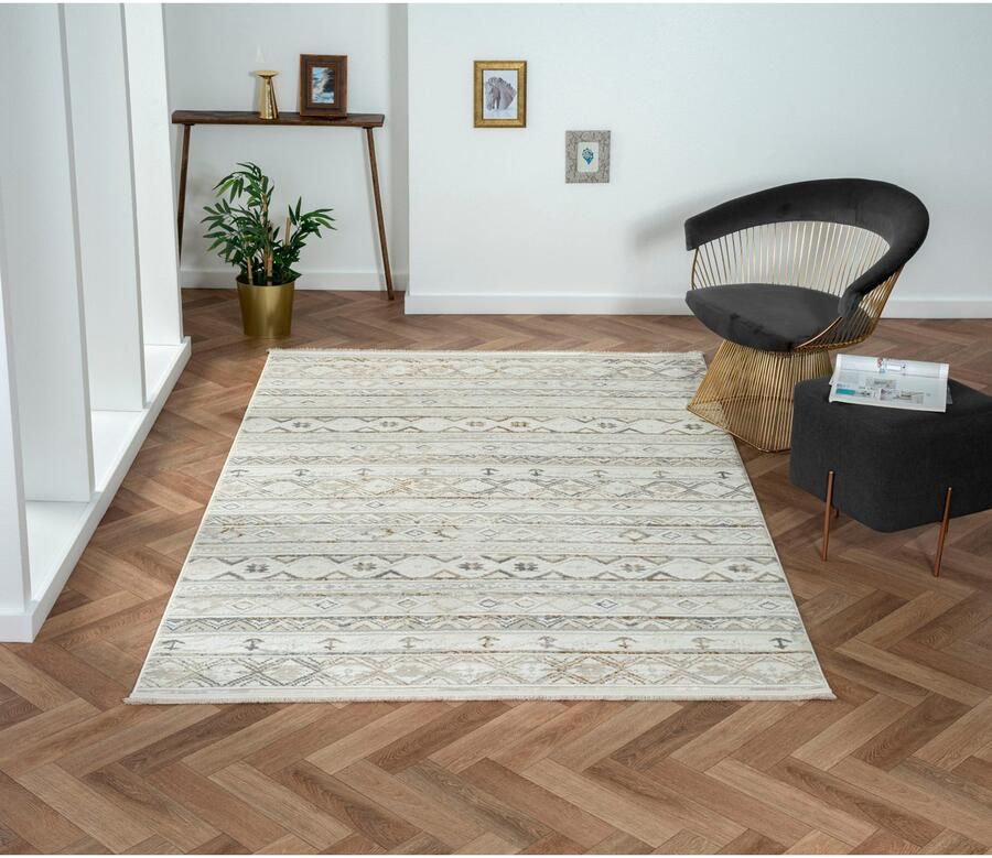 Myflair Möbel & Accessoires Vloerkleed Mijn Nomady MAGAZIJNOPRUIMING! Kortpolig Scandi-ontwerp bijzonder zacht door microvezel met franjes