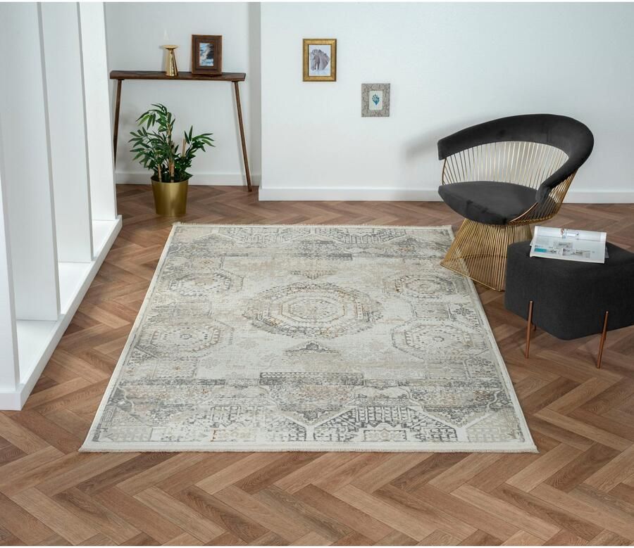 Myflair Möbel & Accessoires Vloerkleed My Kazak Kortpolig retro-stijl bijzonder zacht door microvezel met franjes