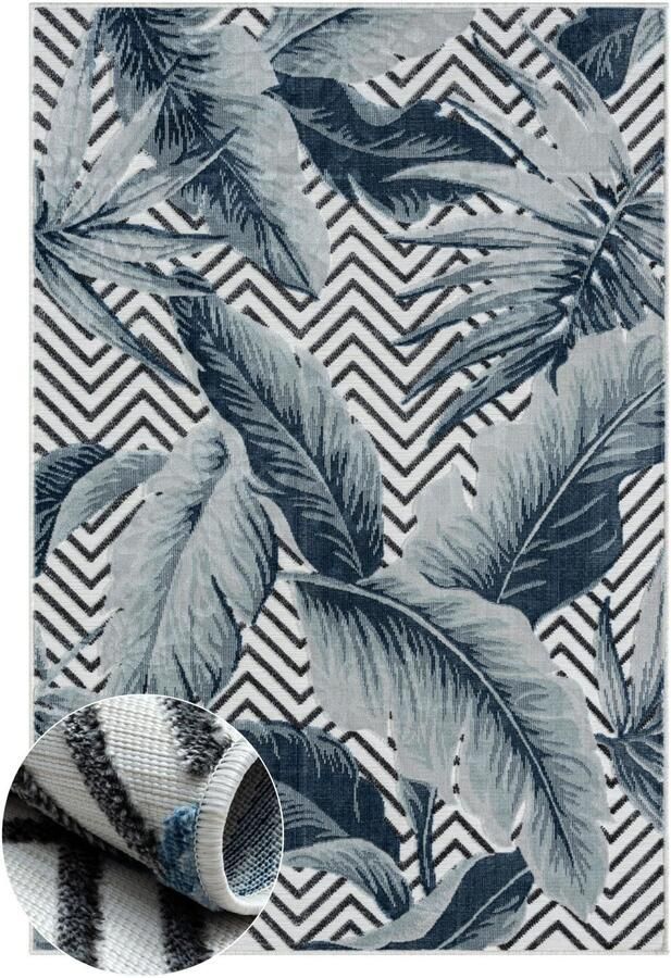 Myflair Möbel & Accessoires Vloerkleed Tiki MAGAZIJNOPRUIMING! Bladerenmotief hoog-laag effect geschikt voor buiten balkon terras - Foto 1