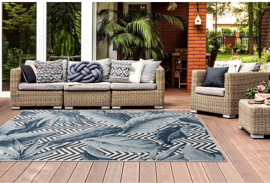Myflair Möbel & Accessoires Vloerkleed Tiki MAGAZIJNOPRUIMING! Bladerenmotief hoog-laag effect geschikt voor buiten balkon terras - Foto 7