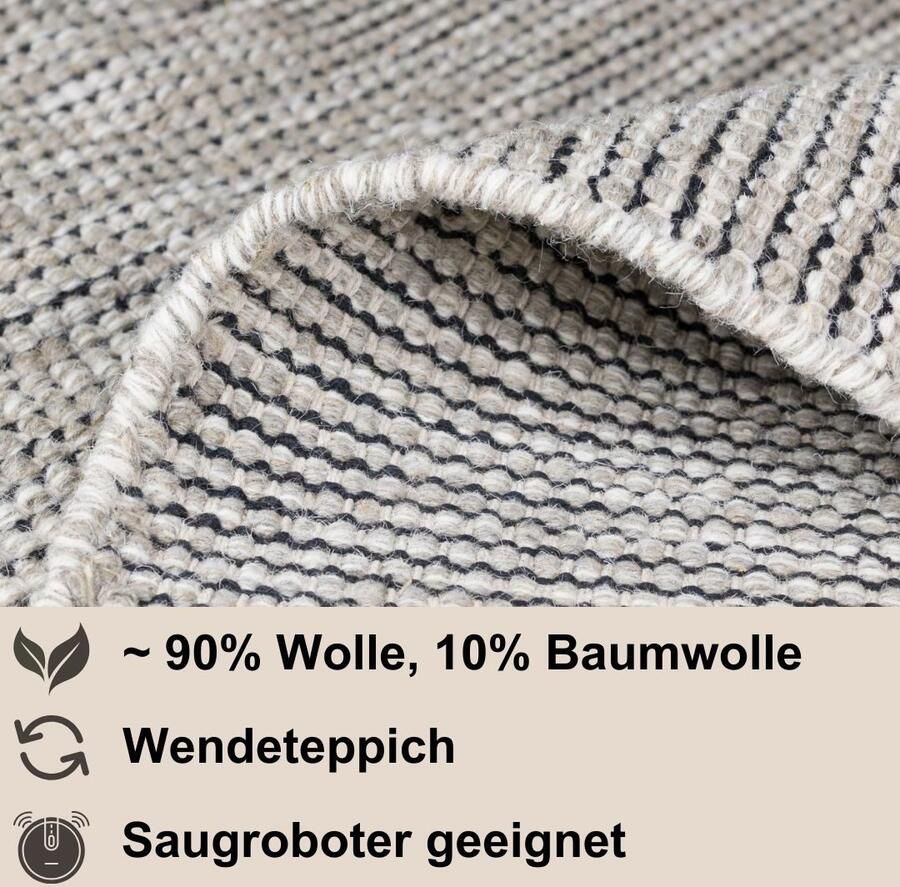 Myflair Möbel & Accessoires Wollen kleed Anisa Omkeerbaar tapijt gemêleerd 100% wol handgeweven woonkamer - Foto 3