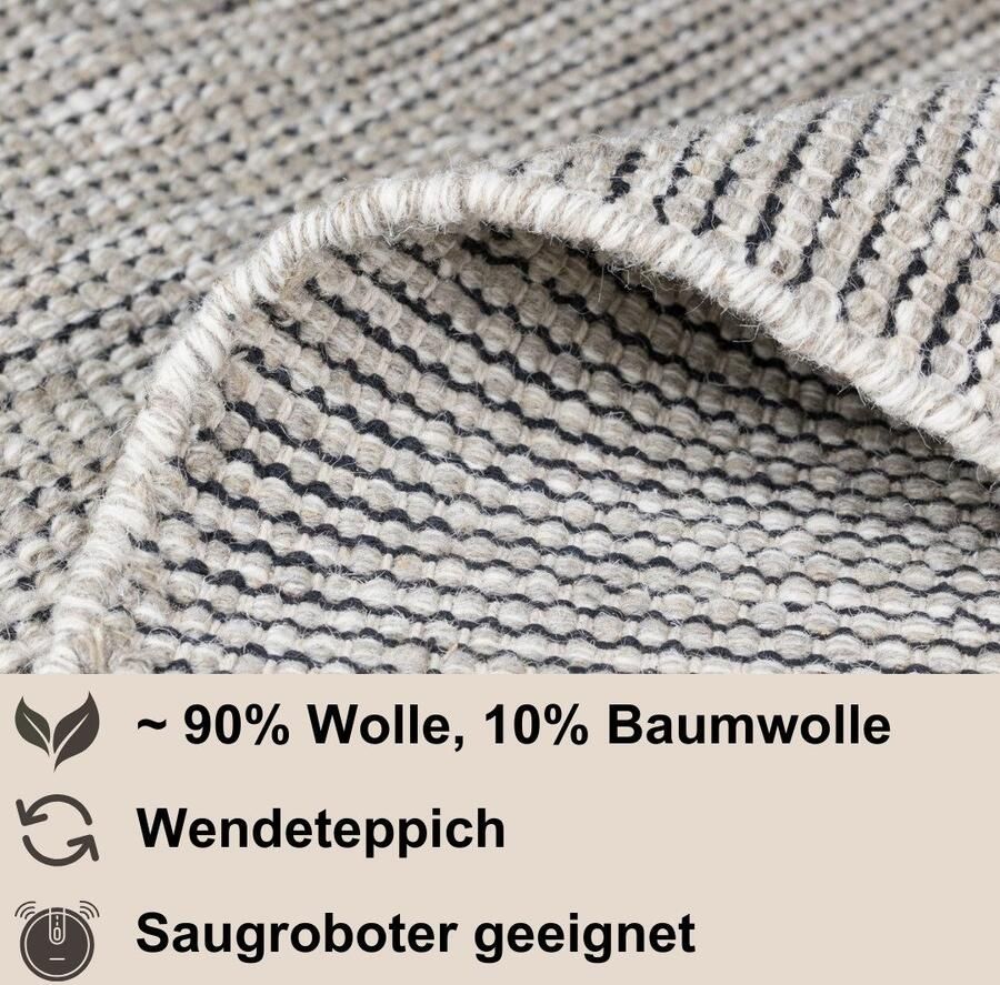 Myflair Möbel & Accessoires Set slaapkamerkleedjes Anisa Omkeerbaar tapijt gemêleerd 100% wol handgeweven woonkamer - Foto 7