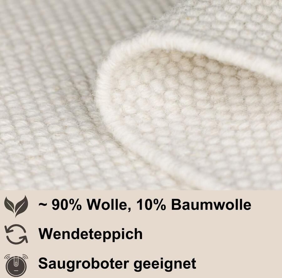 Myflair Möbel & Accessoires Wollen kleed WOOLY DREAM handgeweven omkeerbare tapijt effen kleuren 100% wol woonkamer - Foto 3