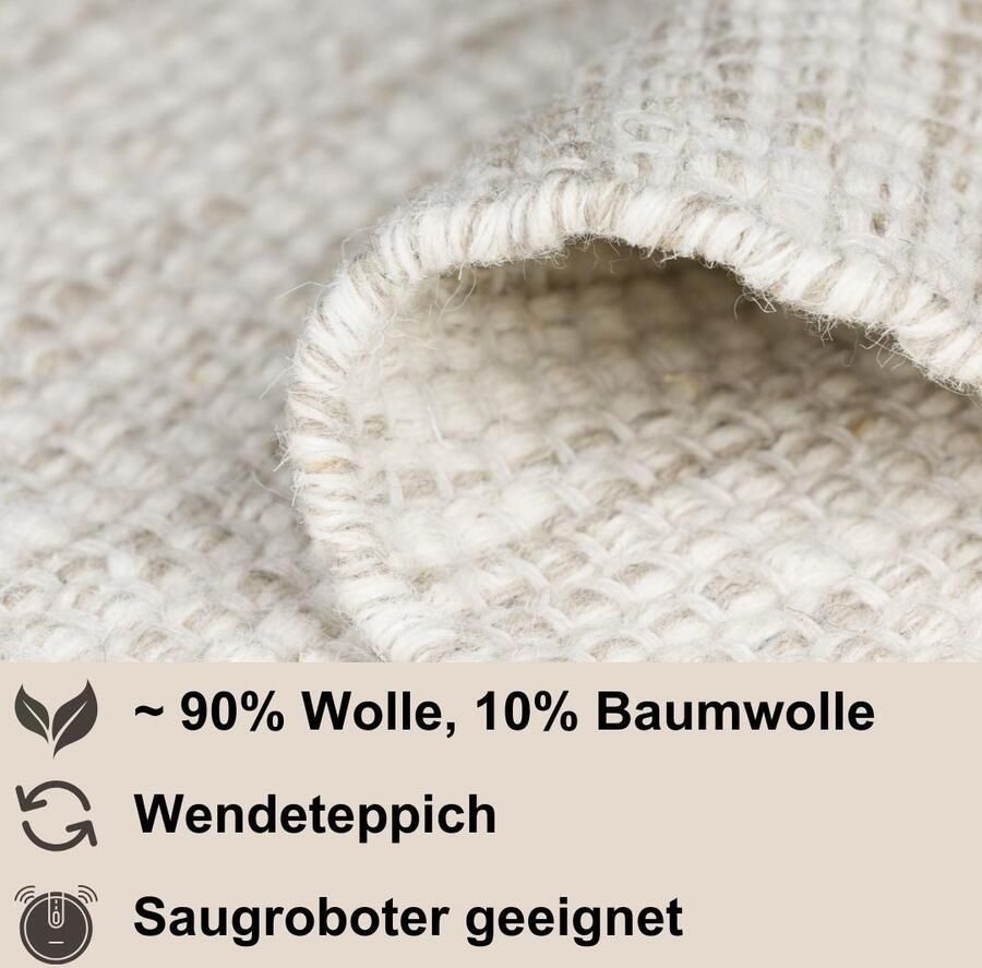 Myflair Möbel & Accessoires Wollen kleed WOOLY DREAM met de hand geweven tweezijdig te gebruiken kleed mêlee zuivere wol woonkamer - Foto 4
