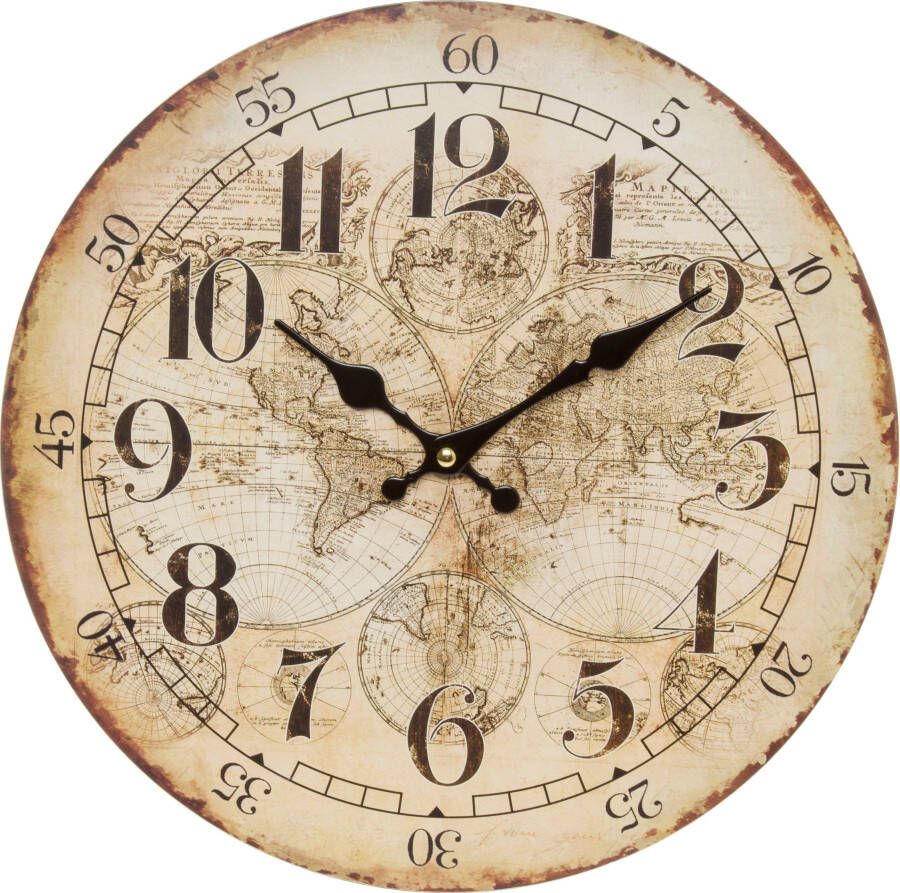 Myflair Möbel & Accessoires Wandklok Wasmut rond ø 34 cm vintage-look decoratief in keuken & woonkamer (1-delig)