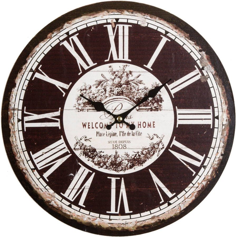 Myflair Möbel & Accessoires Wandklok WELCOME rond ø 33 8 cm romeinse cijfers decoratief in keuken & woonkamer (1-delig)