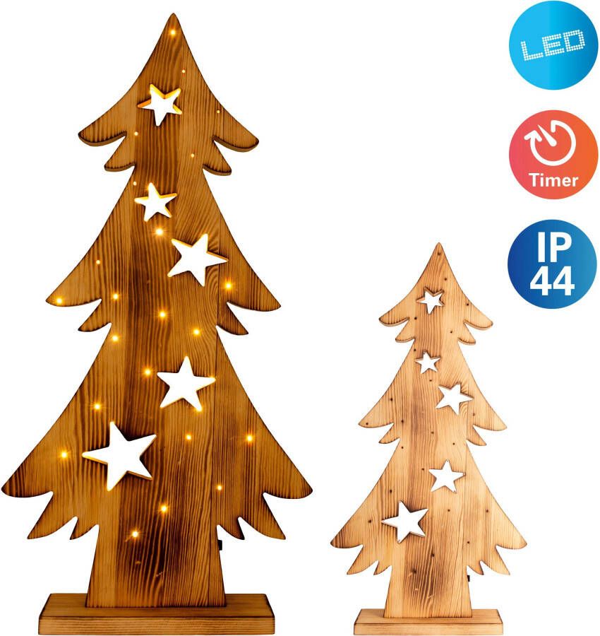 Näve Decoratief ledobject Led-houten dennenboom h: 70 cm kerstversiering buiten Timerfunctie (6on 18off) AA-batterij 1 5V voor buiten (1 stuk) - Foto 4