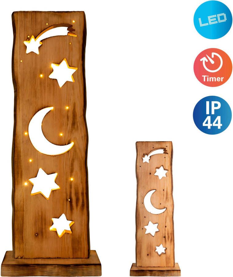 Näve Decoratief ledobject Light Moon Stars Voor buiten incl. timer (6h aan en 18h uit) van hout (1 stuk) - Foto 3