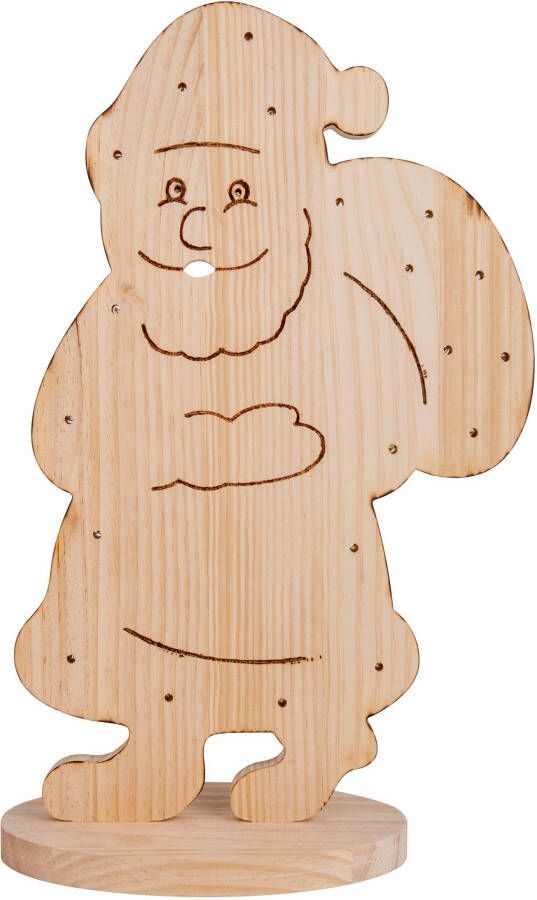 Näve Decoratief ledobject Santa kerstdecoratie van hout Houten vloerlamp hoogte ca. 80 cm op batterijen (1 stuk) - Foto 5
