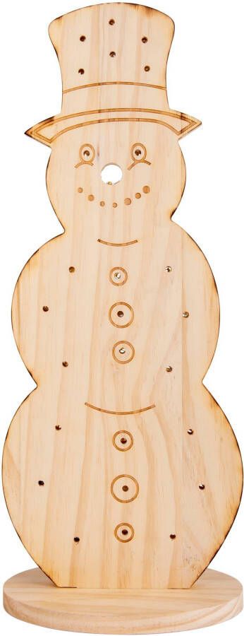 Näve Decoratief ledobject Snowy kerstdecoratie van hout Sneeuwman van hout incl. timer hoogte ca. 80 cm op batterijen (1 stuk) - Foto 5